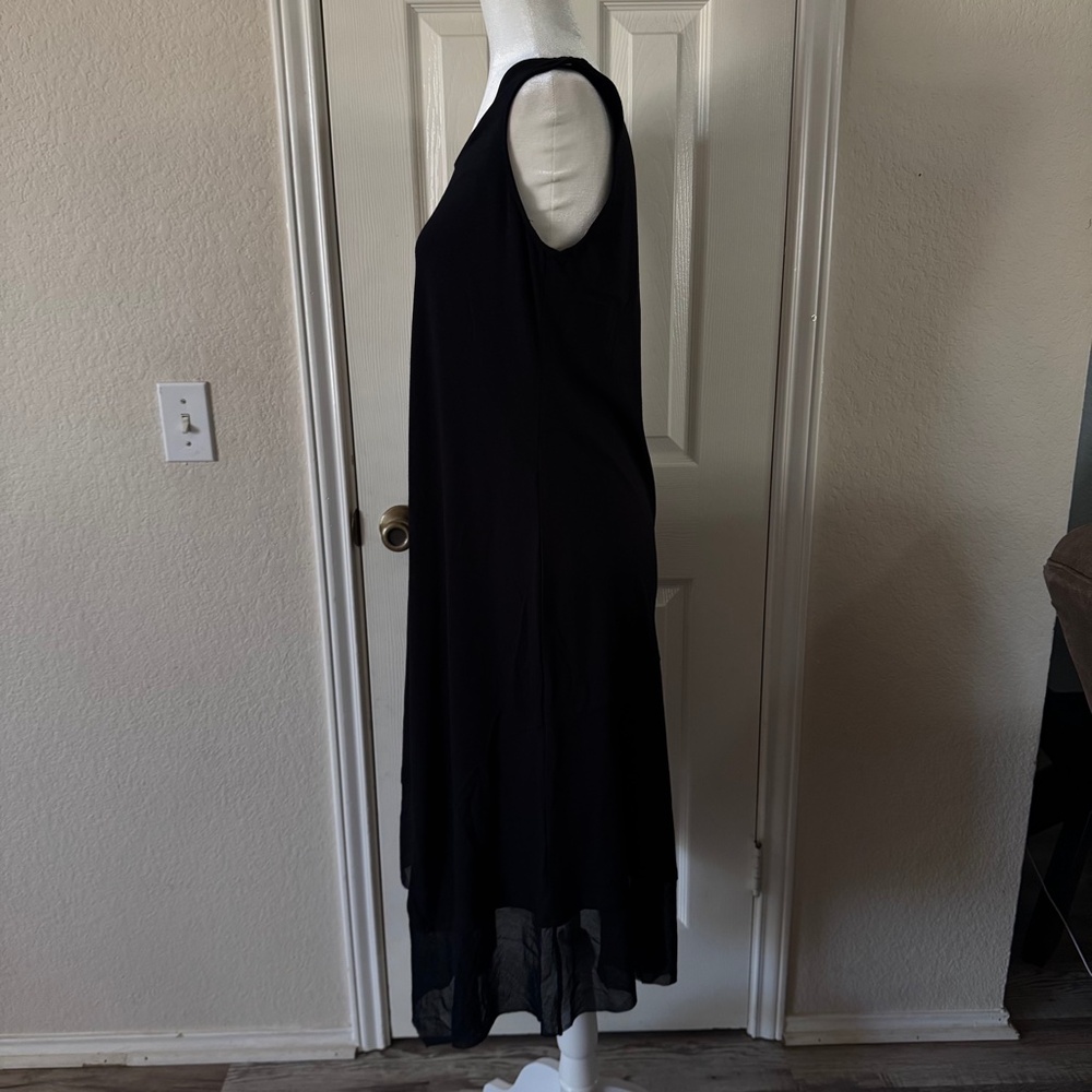 Eileen Fisher Black Sleeveless Dress Size S Minimalist Asymmetrical Hem black - Picture 8 of 14